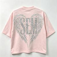 T-shirt personnalisé 100 % coton tricoté, T-shirt épais orné de strass, T-shirt de luxe décontracté style streetwear hip-hop surdimensionné et brillant