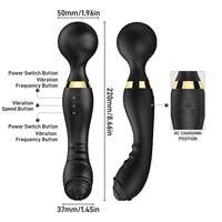 AV Zauberstab-Vibrator mit 10 Frequenzen, Doppelkopf, Starke Vibration, Weiblicher Masturbator, G-Punkt und Klitoris-Stimulator, 100% Wasserdicht, USB