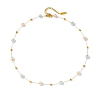 Ensemble collier et bracelet en acier inoxydable plaqué or 18 carats avec perles imitation, bijoux de mariage tendance, cadeau