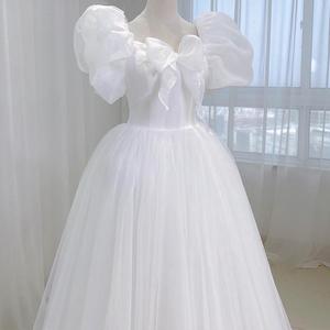 French Style White Wedding Dress Empire Waist Sweetheart Neckline Puff Sleeve Ball Gown Bridal Dress Spring New Arrival - Product Image 3