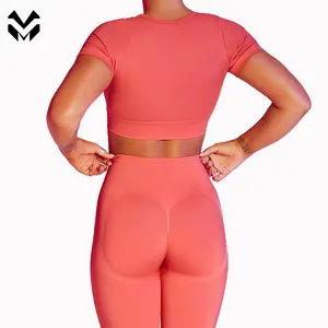 En çok satan özelleştirme kadın iki parçalı eğlence spor giyim spor sutyeni ve yüksek bel pantolon dikişsiz Yoga setleri