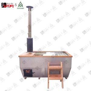Vapasauna Moderne RVS Houtgestookte Buiten Hot Tub met Afdekking voor 4 Personen <span class=keywords><strong>Spa</strong></span> Badkuip Fabrieksdirecte Verkoop - Product Image 3