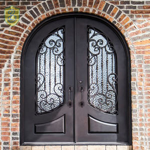 מודרני חיצוני מתכת כפול דלת עיצוב יוקרה צרפתית סערת ברזל שחור אבטחת דלתות כניסה קדמיות - Product Image 1