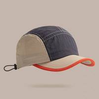 Casquette de baseball légère à 5 panneaux color block, séchage rapide, pour activités de plein air, camping, randonnée, trail running, avec cordon de serrage réglable