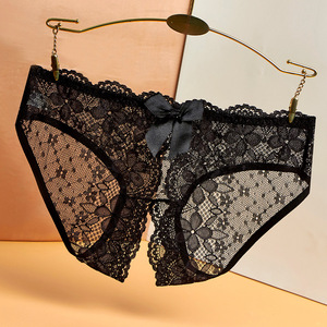 Braguitas sexys transparentes de encaje hueco sin costuras de fácil extracción para mujer de talla grande, ropa interior íntima femenina - Product Image 2