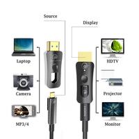 Câble optique AOC 400M 4K 8K 60Hz le plus récent avec connecteurs plaqués or 24 carats pour moniteur et lecteur DVD