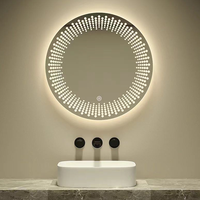 Miroir de salle de bain rond moderne à LED rétroéclairé avec capteur tactile pour la décoration des salles de bain de la maison, des hôtels et des espaces publics
