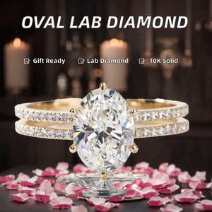 Anillos de Diamantes Sintéticos de Corte Ovalado con Múltiples Bandas - Product Image 2