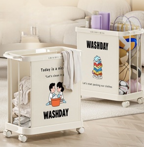 Cesto portabiancheria autoportante con ruote, grande capacità, per vestiti sporchi, per la casa - Product Image 1