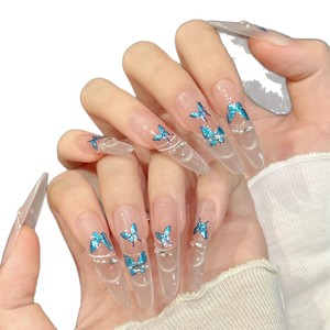<span class=keywords><strong>Uñas</strong></span> Postizas Serie W Butterfly Shadow Phantom, Ultrafinas, Forma Almendrada, Parches Decorativos para <span class=keywords><strong>Uñas</strong></span>, Efecto Ojo de Gato, <span class=keywords><strong>Rosa</strong></span> <span class=keywords><strong>y</strong></span> Azul sin Costuras - Product Image 5