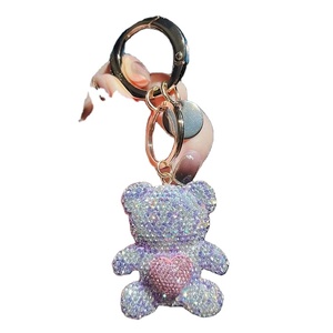 Factory Wholesale Designer Luxury Shining Water Diamond Bear Car Keychain Cute Bear Metal <b>Keyring</b> Girl Gift - Product Image 5