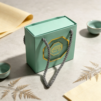 Boîte cadeau rigide personnalisée OEM en gros pour emballage de thé, avec logo emblème métallique et pochette, pour thé et collations