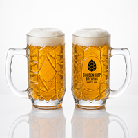 Mug en verre classique pour bière de blé avec poignée, logo personnalisé, écologique et réutilisable, emballage cadeau personnalisé en gros, prêt à être expédié