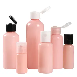 Pink Color Body Wash cosmetic bottle 30ml travel size Clear 30ml plastic hotel shampoo dispenser bottle with Flip Top Lid Cap