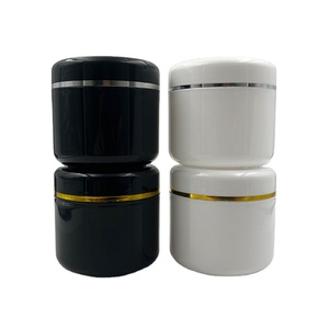 Empty 30ml 50ml 100ml 150ml 200ml 250ml 300ml 500ml 4oz 8oz Black White Face Body Cream Cosmetic Pp Plastic Jar With Silver Lid
