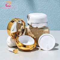 Pot vide en plastique doré de 12g pour masque à lèvres rond, crème ou gloss, avec pinceau applicateur, pour emballage cosmétique