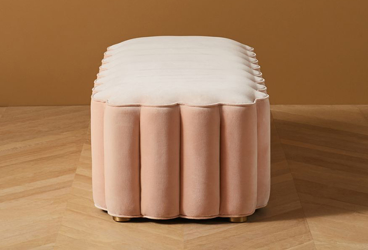 Graceful Shoe Changing Stool For Living Room Furniture Pink Velvet Chair Ottoman Footstool