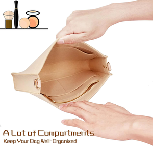 High Quality Custom Print Makeup Felt <b>Handbag</b> Felt Tote Pouch Bags Felt Purse Organizer Insert With Zipper - Product Image 5