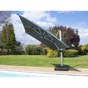 Cantilever Roman LED 3.5m/3*4m custom made patio outdoor garden an rechargeable umbrella solar lighting