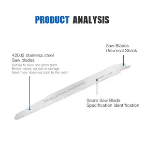 Gergaji Saber baja tahan karat 230mm, untuk memotong tulang dan daging