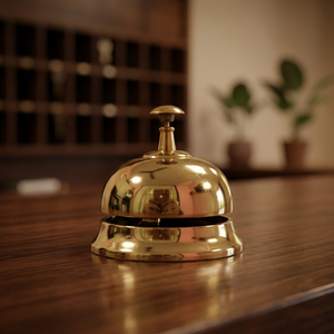 <b>Brass</b> Polished Round Desk <b>Bell</b> Tableware Antique Theme Hospitality Service <b>Bell</b> for Hotel Office Reception and Business Gift - Product Image 2
