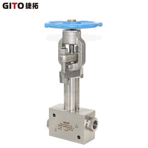 Vanne à aiguille en acier inoxydable 316 pour basse température et moyenne pression -196, raccord de tête de blocage à passage direct - Product Image 1