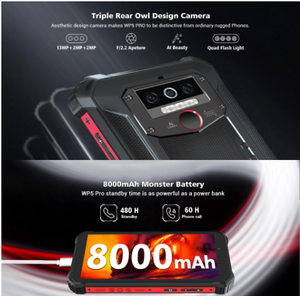 Smartphone robuste <span class=keywords><strong>OUKITEL</strong></span> <span class=keywords><strong>WP5</strong></span> 5,5 pouces 4G, étanche IP68, processeur MT6761 Quad Core, 4 Go de RAM, 32 Go de stockage, batterie 8000 mAh, triple caméra - Product Image 6