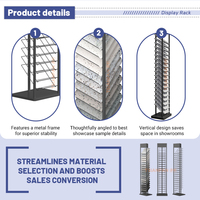 Support d'affichage vertical pour carreaux de céramique haute capacité, gain de place, étagère d'affichage en métal noir pour granit et quartz, pour magasin et salon professionnel