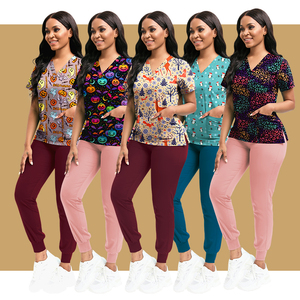 2025 personalizar elástico Unisex mujeres hombres divertido Festival impreso Scrub Top suave divertido Scrub camisa enfermera uniforme - Product Image 1