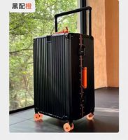 Valise rigide en PC avec cadre en aluminium, roulettes larges, serrure approuvée TSA, roues pivotantes à 360°, porte-gobelet intégré
