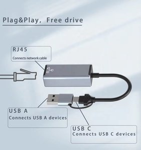 2 in 1 <strong>Type</strong> <strong>C</strong> / USB 3.0 to <strong>Lan</strong> RJ45 Adapter Network Card 100Mbps Ethernet Converter for Laptop - Product Image 5