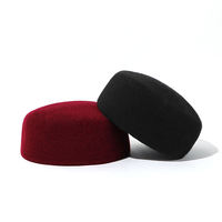 Venta caliente Simple cómodo buena calidad Unisex pura lana fieltro hombres musulmán Kufi sombrero para hombre oraciones islámicas sombrero gorra para rezar