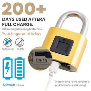 Unity Brass <b>Fingerprint</b> <b>Padlock</b> 50mm USB Rechargeable <b>Padlocks</b> Without Apps WiFi Waterproof - Product Image 3