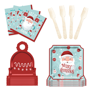 DAMAI Merry Christmas Tableware Set Xmas Special-shaped Disposable Paper Plates Cups Napkins for Holidya <b>Table</b> Decoration - Product Image 4