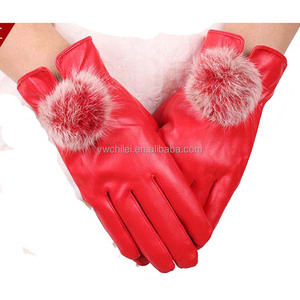 <span class=keywords><strong>Gants</strong></span> en <span class=keywords><strong>cuir</strong></span> PU pour femmes et filles, 4 tailles, en fourrure, doux et chaud, écran tactile, collection d'hiver - Product Image 4