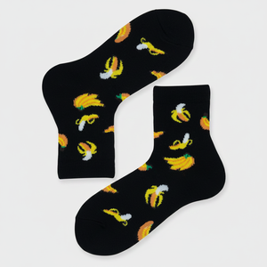 Banana Patterned Knitted Kids' Dress Socks Breathable Crew and <b>Ankle</b> High Leg <b>Warmers</b> for Summer Cartoon and Animal Pattern - Product Image 2
