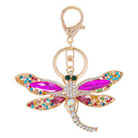 Nuevo Llavero de Lujo con Diseño de Libélula y Pedrería, Colgante de Insecto de Cristal para Mujer, Accesorio para Bolso, Regalo Exquisito