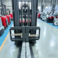 Penumpuk Pallet Elektrik High Lift 5.5m Walkie 1.5-2 Ton Lithium-Ion Tipe Stand-on dengan Guardrail, Bersertifikasi CE ISO
