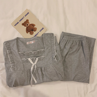 Vêtements de nuit avec poitrine Pure Big Girlscotton Sleeping Pajama Sets Chemise de nuit à manches longues Loose Sweet Solid Nighty Womens Homewear