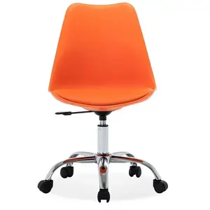 Chaises de salle à manger confortables avec coussin, siège en PP, base en métal, chaise de bureau avec roulettes - Product Image 4