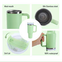 Vente en gros de gobelets isothermes en acier inoxydable de 40 oz et 30 oz avec poignée, compatibles avec les porte-gobelets de voiture, logo personnalisé, fournisseur d'usine en gros