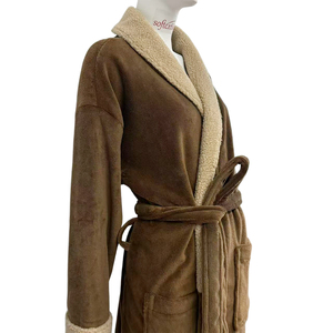 Wholesale Coral Fleece Bathrobe Women Winter Warm Sailor CollarThick Sailor Collar Style <strong>Dressing</strong> <strong>Gown</strong> Cozy Factory Direct - Product Image 3