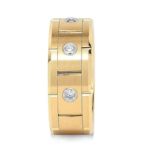 Bagues de mariage personnalisées en tungstène Bijoux en or 24K Bagues en diamant pour homme Bagues en pierre d'or pour homme