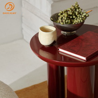 Table d'appoint de salon en bois au design moderne et simple, table ronde d'angle rouge pour hôtel et villa, mobilier