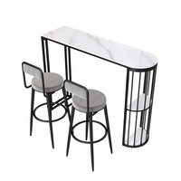 Ensemble table et chaises de bar en métal style nordique moderne, design semi-circulaire, pour bar à domicile, cuisine, salle à manger, résistant à l'eau, écologique, petit format