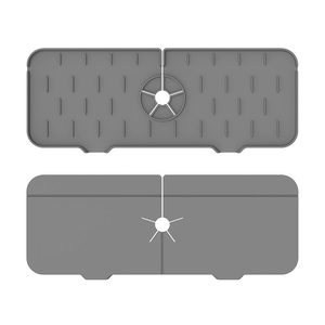Tapis de protection moderne pour évier de cuisine en silicone 100 % alimentaire, écologique, anti-éclaboussures, avec tampon de drainage pour robinet - Product Image 1