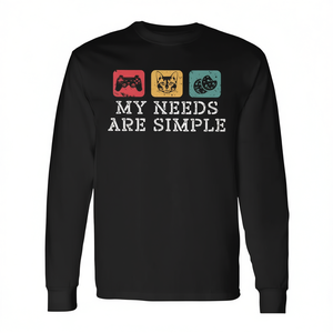 Cats Gaming And Cookies My Needs Are Simple Cat Gamer T-shirt à manches longues - Product Image 2