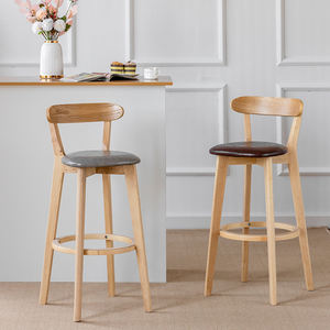 Tabourets de bar en bois massif de frêne, vente chaude, <span class=keywords><strong>pas</strong></span> <span class=keywords><strong>cher</strong></span>, comptoir de bar moderne, chaises de salle <span class=keywords><strong>à</strong></span> manger rondes, meubles, taburetes de bar - Product Image 5