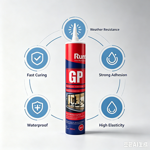 Scellant silicone structurel transparent pour <span class=keywords><strong>joint</strong></span> secondaire de verre <span class=keywords><strong>isolant</strong></span> avec colle GP acide résistante aux intempéries Marque RUNTAI - Product Image 1