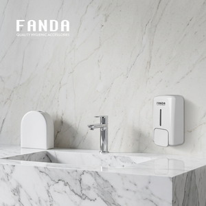 FANDA เครื่องจ่ายสบู่เหลวแบบติดผนัง พลาสติกสีขาว ดีไซน์เรียบง่าย ใช้ในห้องน้ำ - Product Image 1